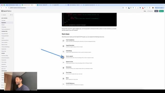 GPT API 개발자 플랫폼에서 대화·이미지·임베딩·미세조정 등 쓸 수 있는 기능을 펼쳐 보는 화면